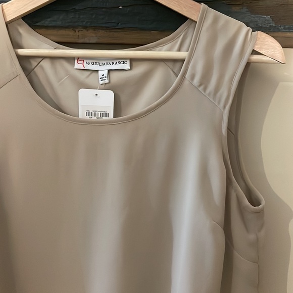 G by Giuliana Rancic Beige Neutral Sleeveless Layered Sheer Asymmetrical Top - Picture 10 of 16